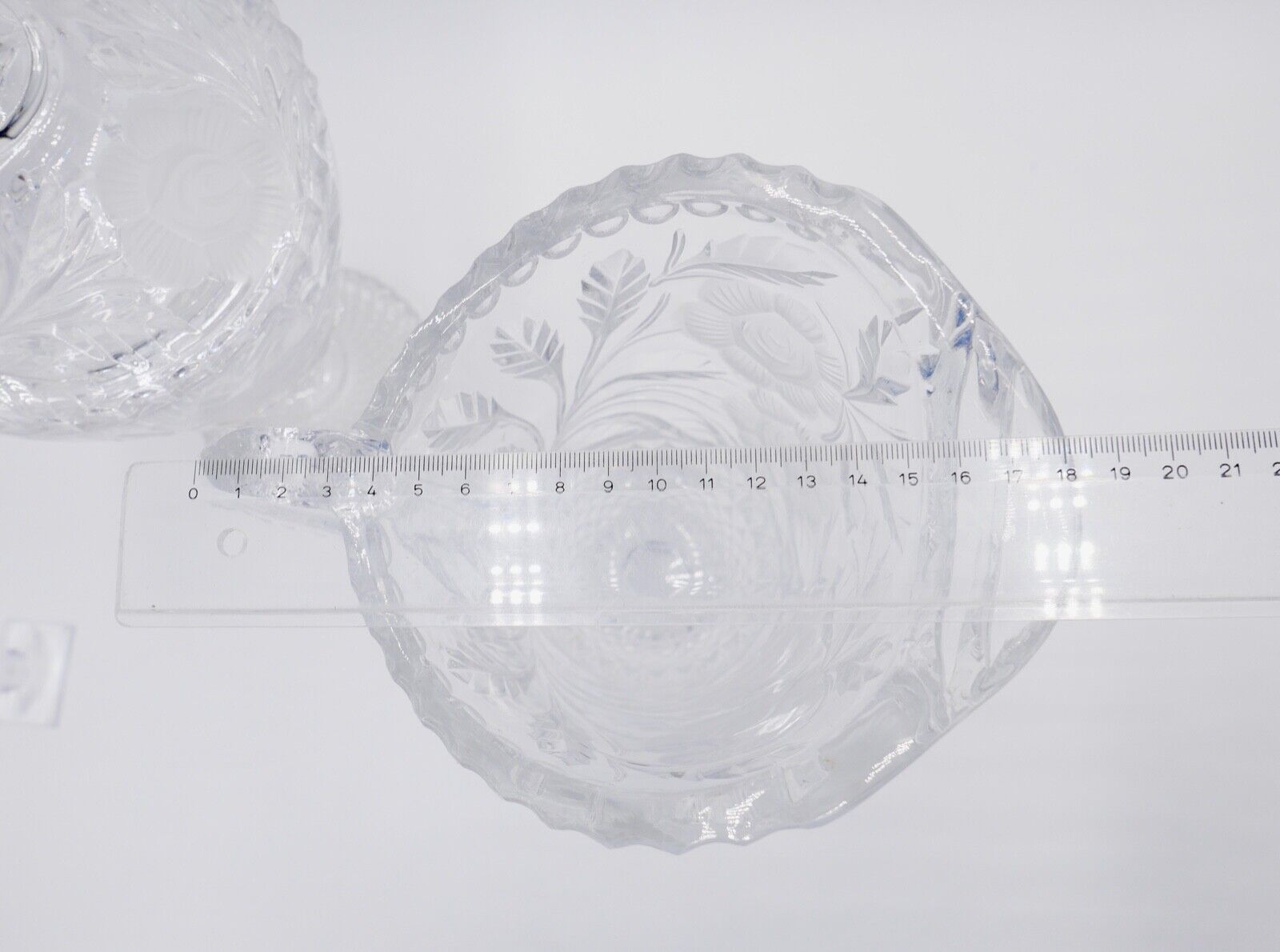 alt vintage Krug Karaffe Kanne Pokal Bleikristall geätztes Glas - Antikhandel-Stuttgart