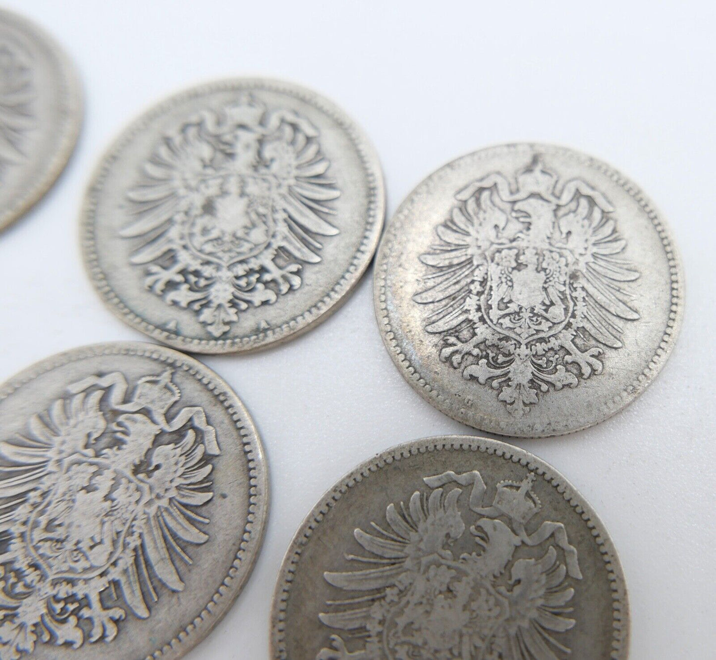 12x 1 Mark Deutsches Reich 1874 - 1880A B G Jäger J.9 Silber in SS - Antikhandel-Stuttgart