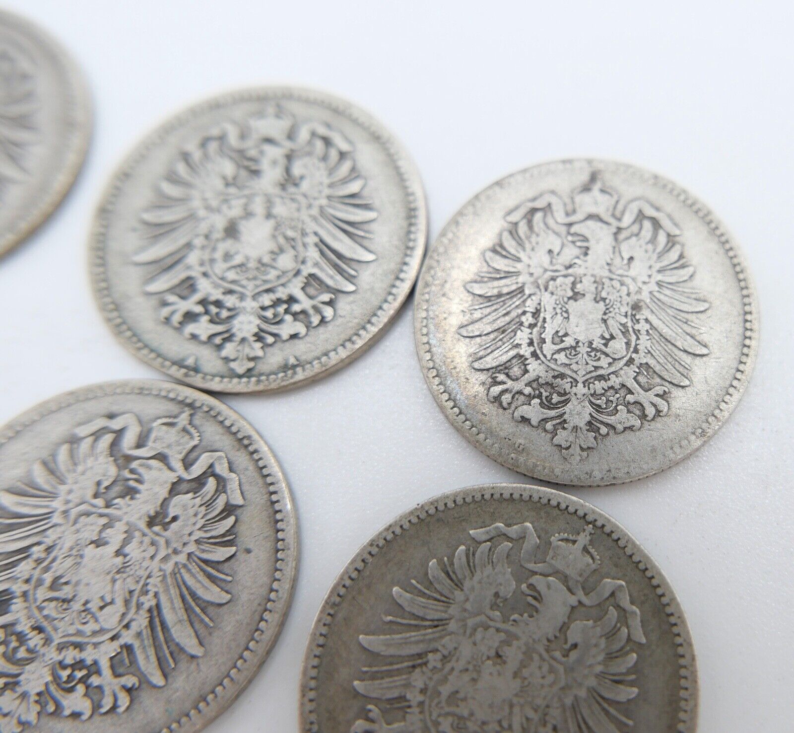 12x 1 Mark Deutsches Reich 1874 - 1880A B G Jäger J.9 Silber in SS - Antikhandel-Stuttgart