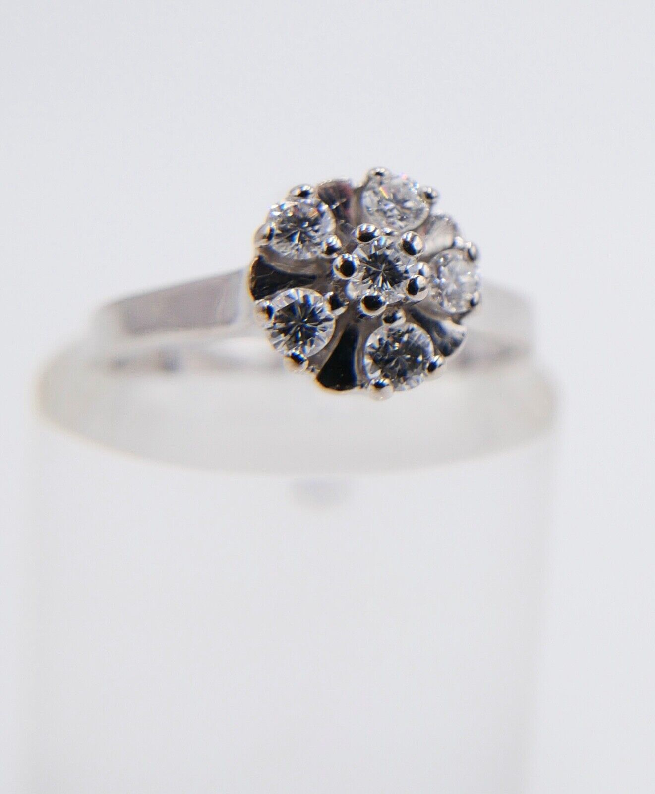 Cocktailring Entourage Brillant Weißgold Damen Ring 0,36 Ct 585 14K Gr. 52 - Antikhandel-Stuttgart