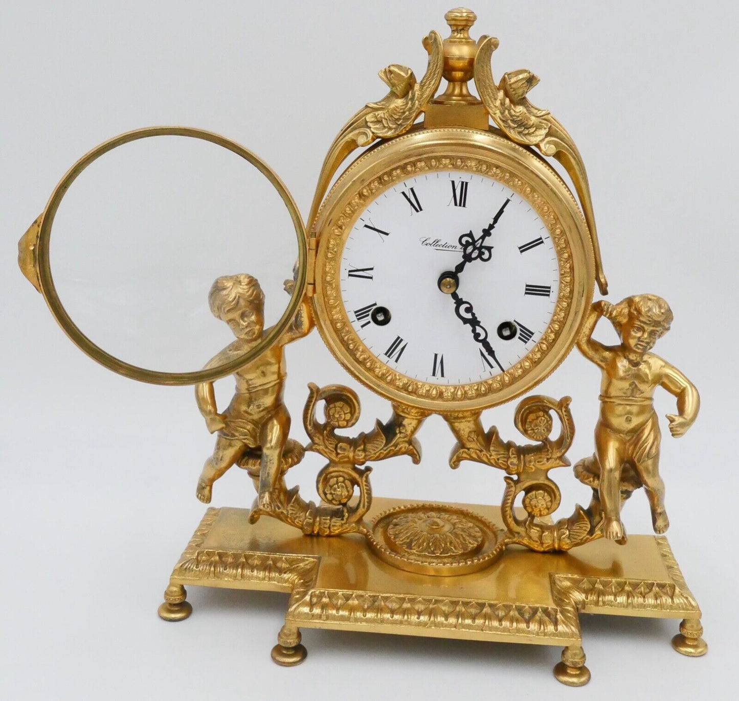 Collection D'Art Frankreich Kaminuhr Tischuhr 8 Tage Kinder Motiv 1960 vergoldet - Antikhandel-Stuttgart