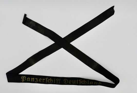 Mützenband " Panzerschiff Deutschland " Kriegsmarine WK WW Cap Tally Original - Antikhandel-Stuttgart