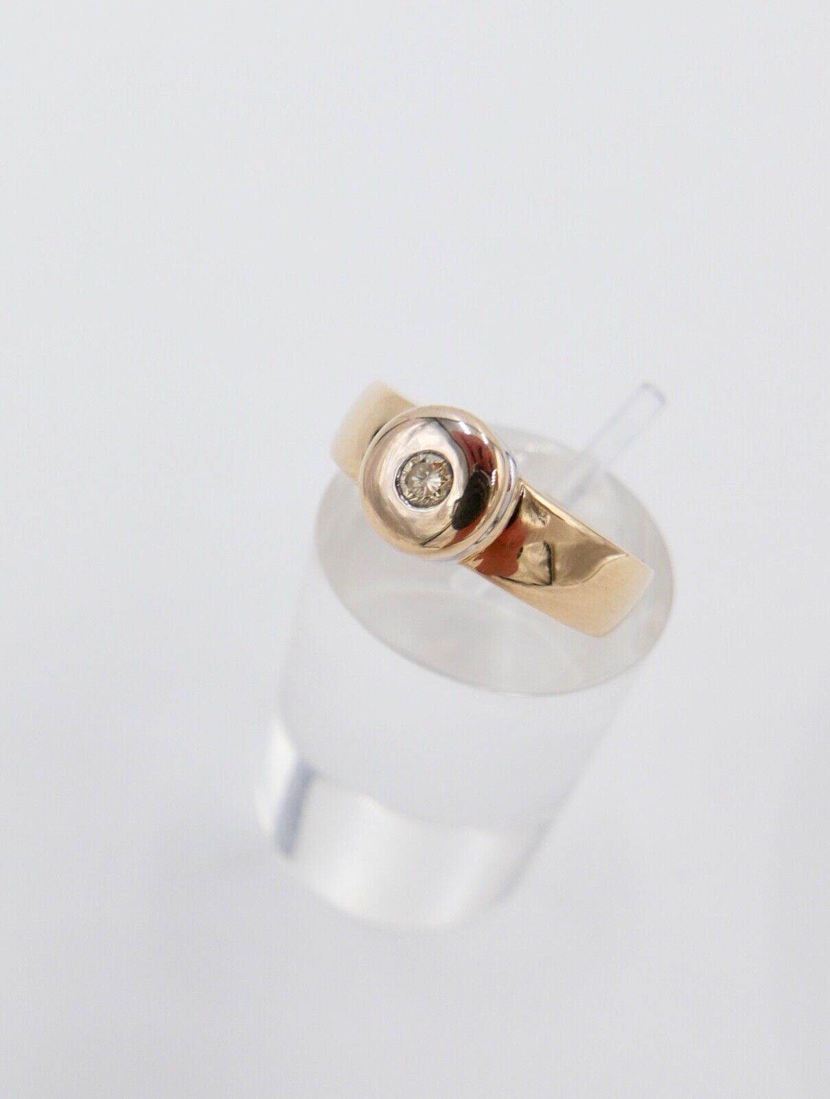 Solitär Bicolor Brillant 585 14K Fancy Yellow Gold Damen Ring 0,12 Ct Gr. 57 SI - Antikhandel-Stuttgart