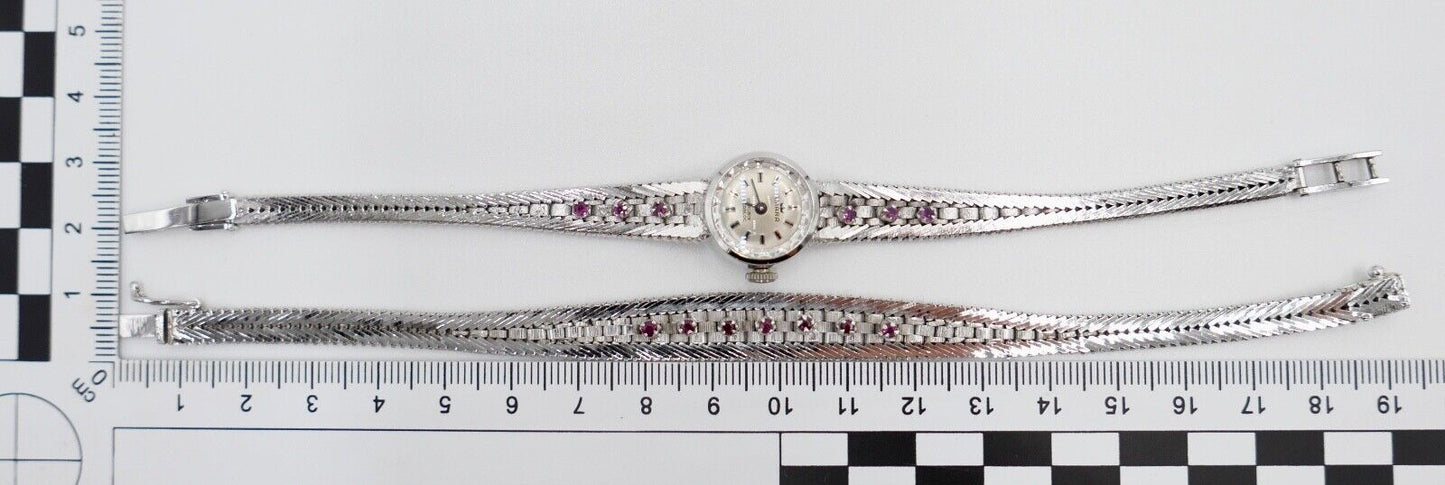 835 Silber Rubin Set " Armband Ring Uhr Ohrringe Collier " 1970er Jahre - Antikhandel-Stuttgart