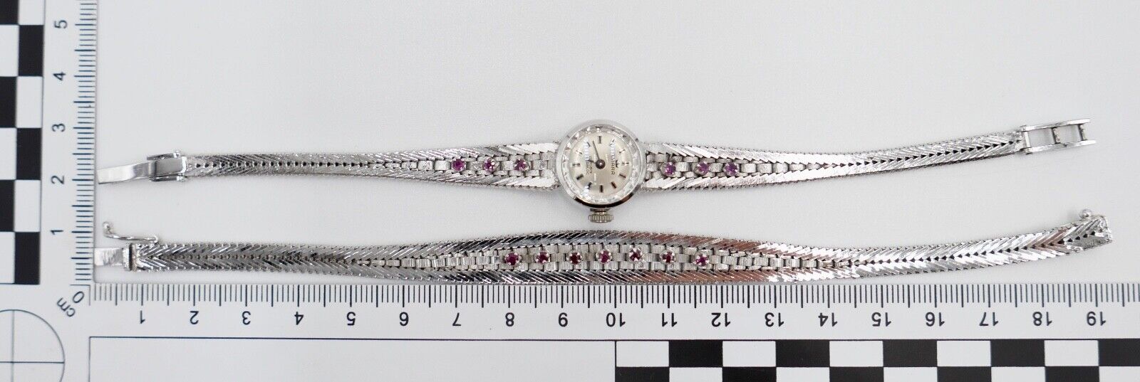 835 Silber Rubin Set " Armband Ring Uhr Ohrringe Collier " 1970er Jahre - Antikhandel-Stuttgart