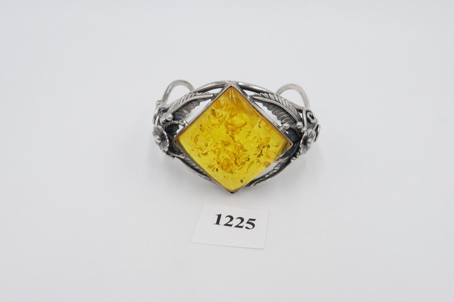 vintage Silber 925 Bernstein Armband floral Armreif Armspange Sterlingsilber - Antikhandel-Stuttgart