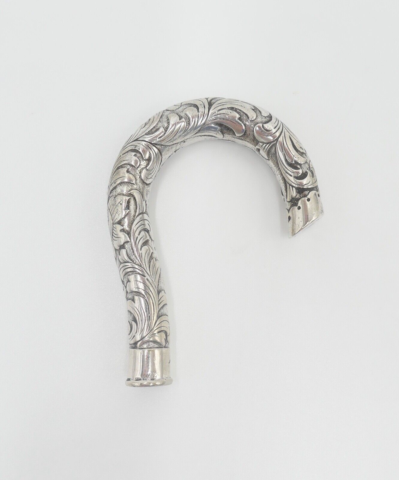 um 1900 Jugendstil Flanierstock Griff 800 Silber Monogramm JW mit Meistermarke - Antikhandel-Stuttgart