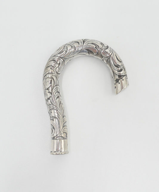 um 1900 Jugendstil Flanierstock Griff 800 Silber Monogramm JW mit Meistermarke - Antikhandel-Stuttgart