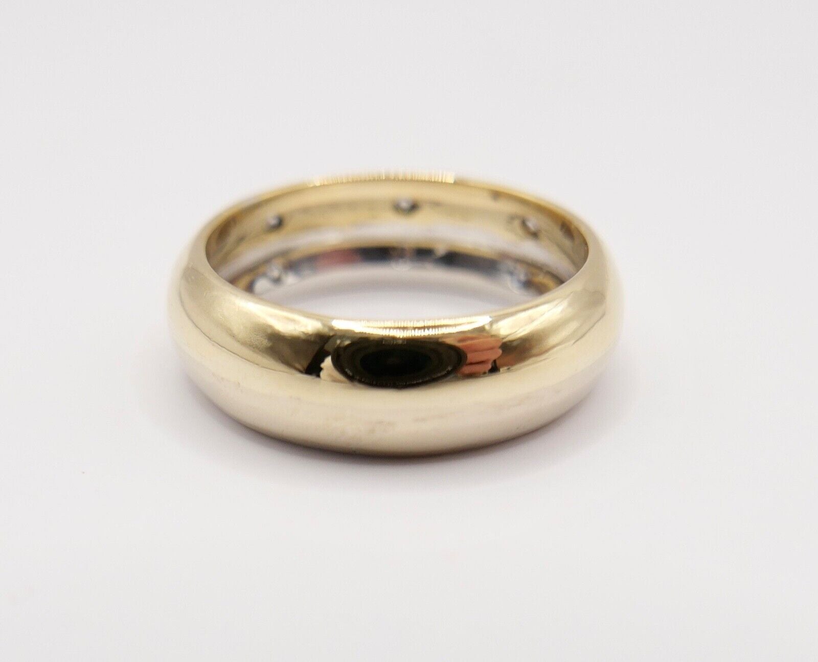 Massiver 750 18K Gold Bicolor Damen Ring mit 6x Brillanten 0,21 Ctw Gr. 54 - Antikhandel-Stuttgart