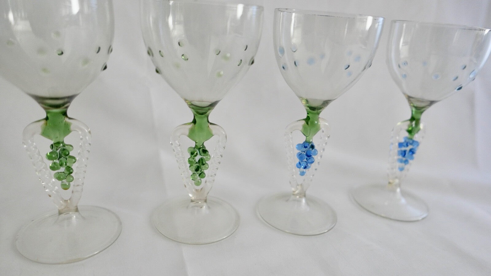 6x Lauscha Bimini Likör Glas Gläser Set Art Deco 10,7 cm buntes Traubenmotiv