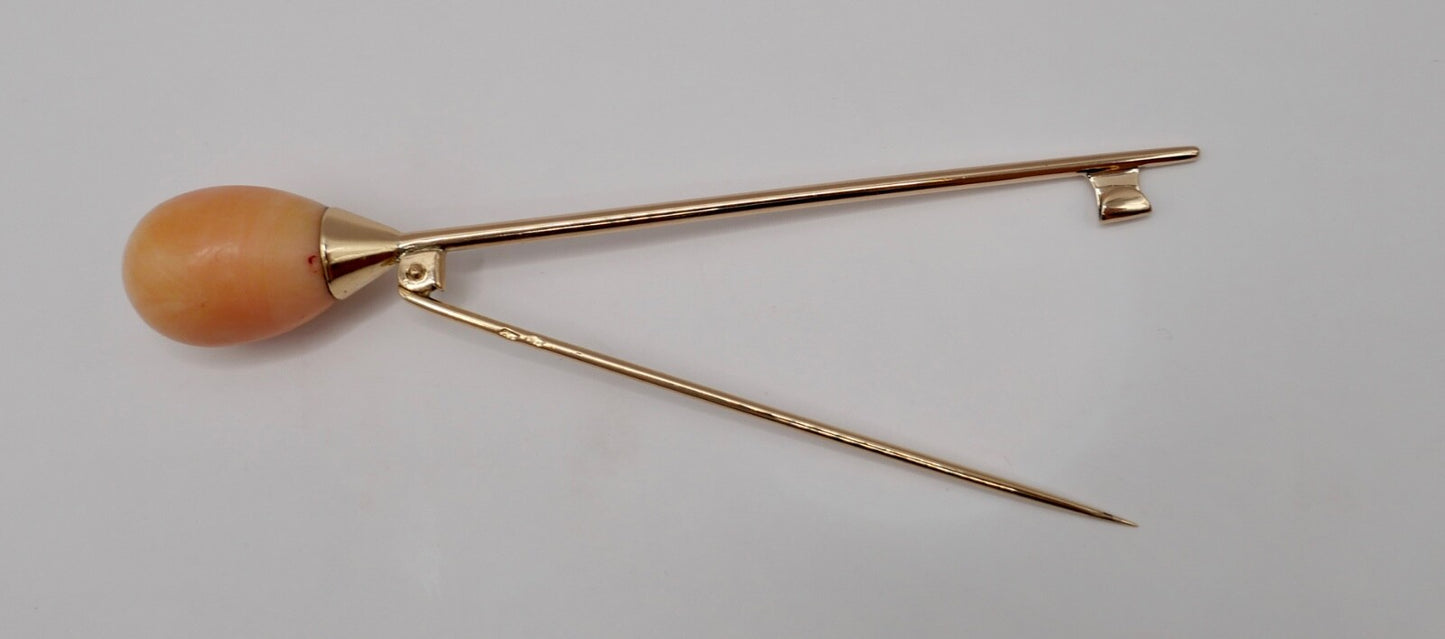 seltene große antike Rotgold Anstecknadel mit Koralle 585 Österreich