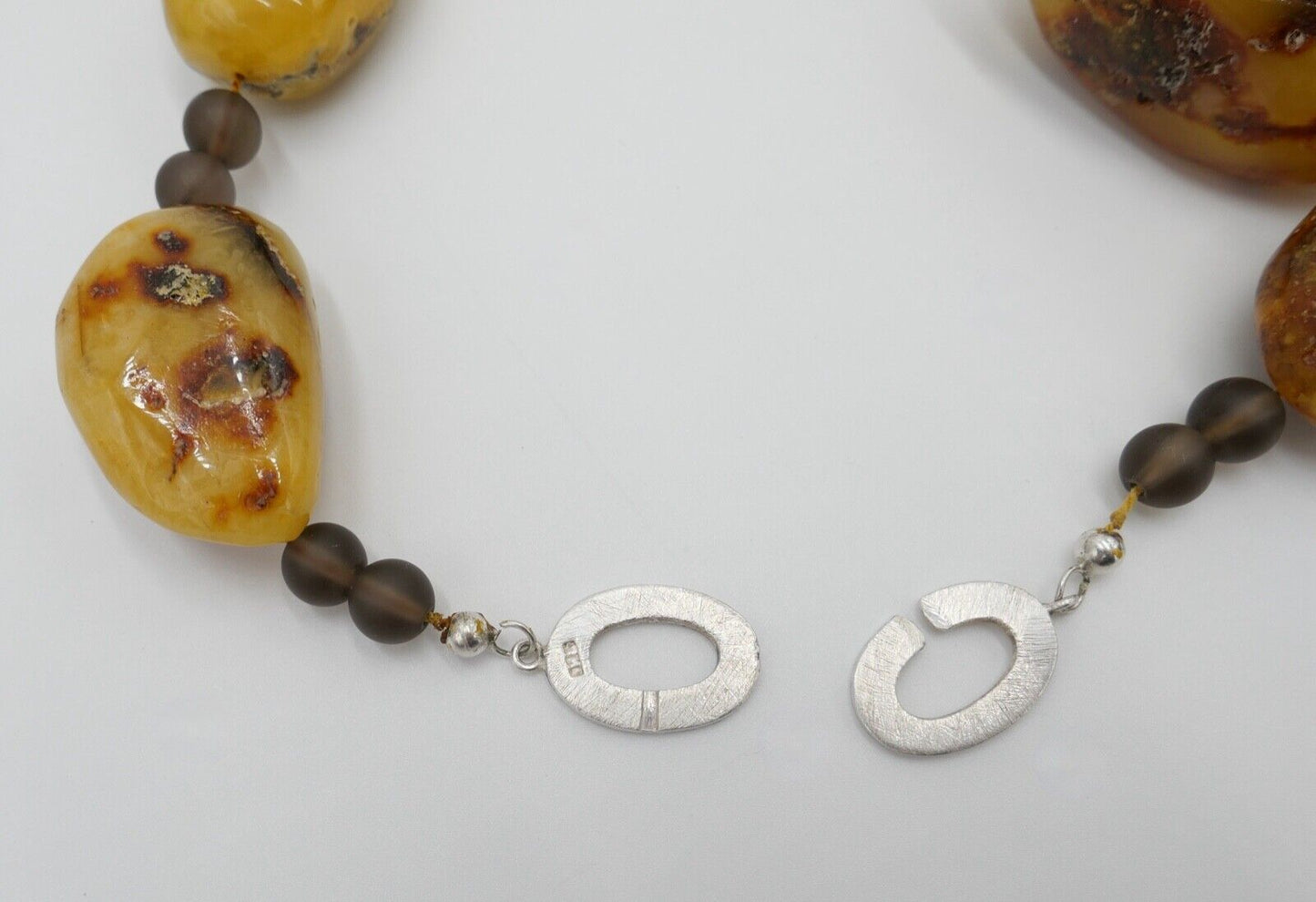 vintage XXL Bernstein Kette Halskette Collier 296,6 gr silber 925 - Antikhandel-Stuttgart