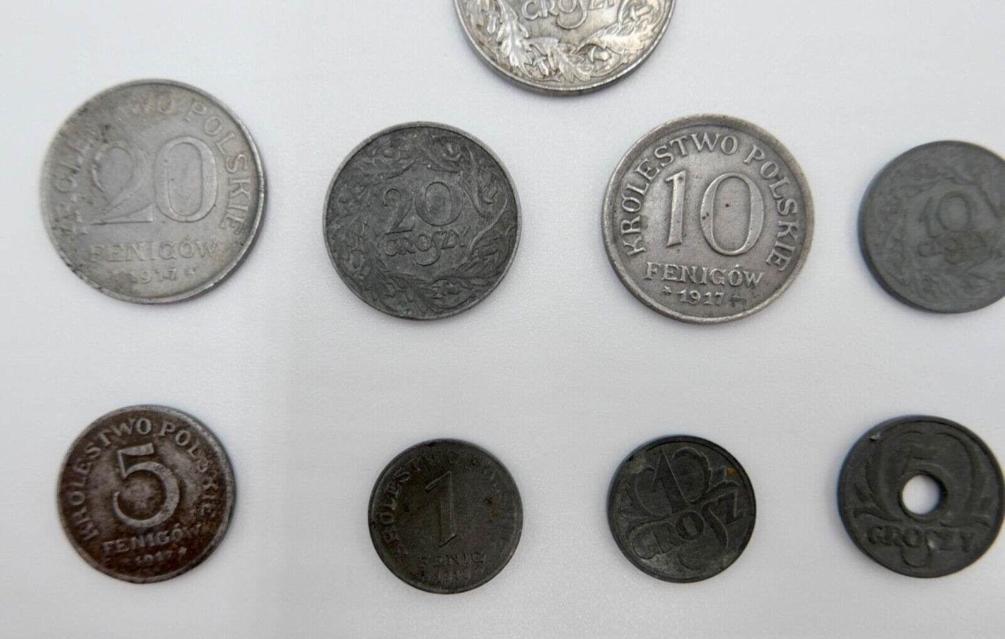 Posten Lot POLEN 1917-1939 Fenigow & Grozny Münzen 9 Stück Polskie - Antikhandel-Stuttgart