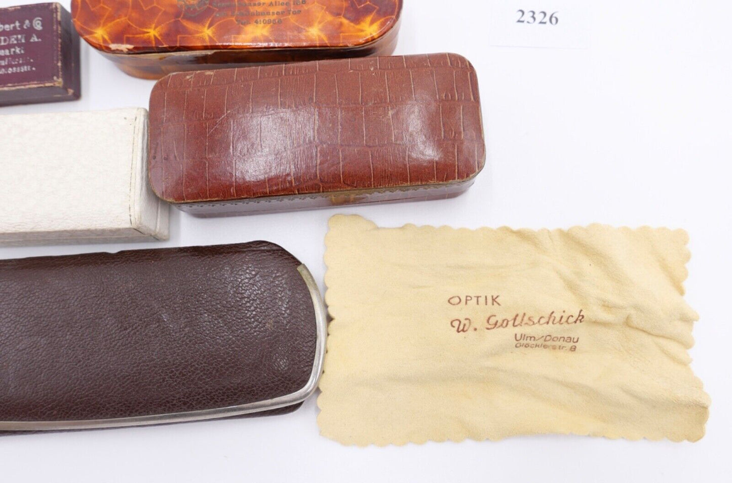 Konvolut alte / antike Etuis Brillen Etui Box Aufbewahrung Schatulle 5 Stück - Antikhandel-Stuttgart