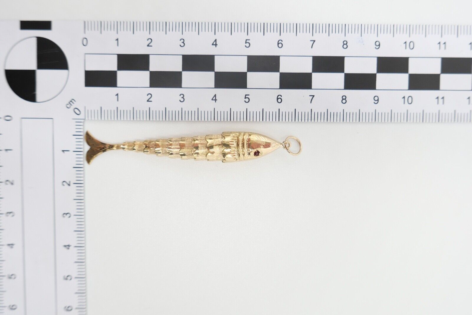 antik um 1938 beweglicher Fisch Anhänger Gold 800 Gelenkanhänger Portugal - Antikhandel-Stuttgart