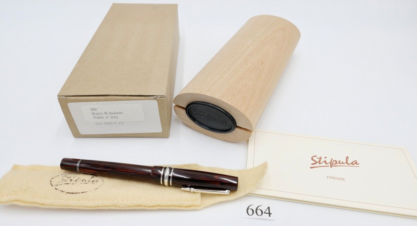 NEUwertig OVP 1997 Vintage 5002 STIPULA RB Novecento Oval Ebonite R/B Woodgrain - Antikhandel-Stuttgart
