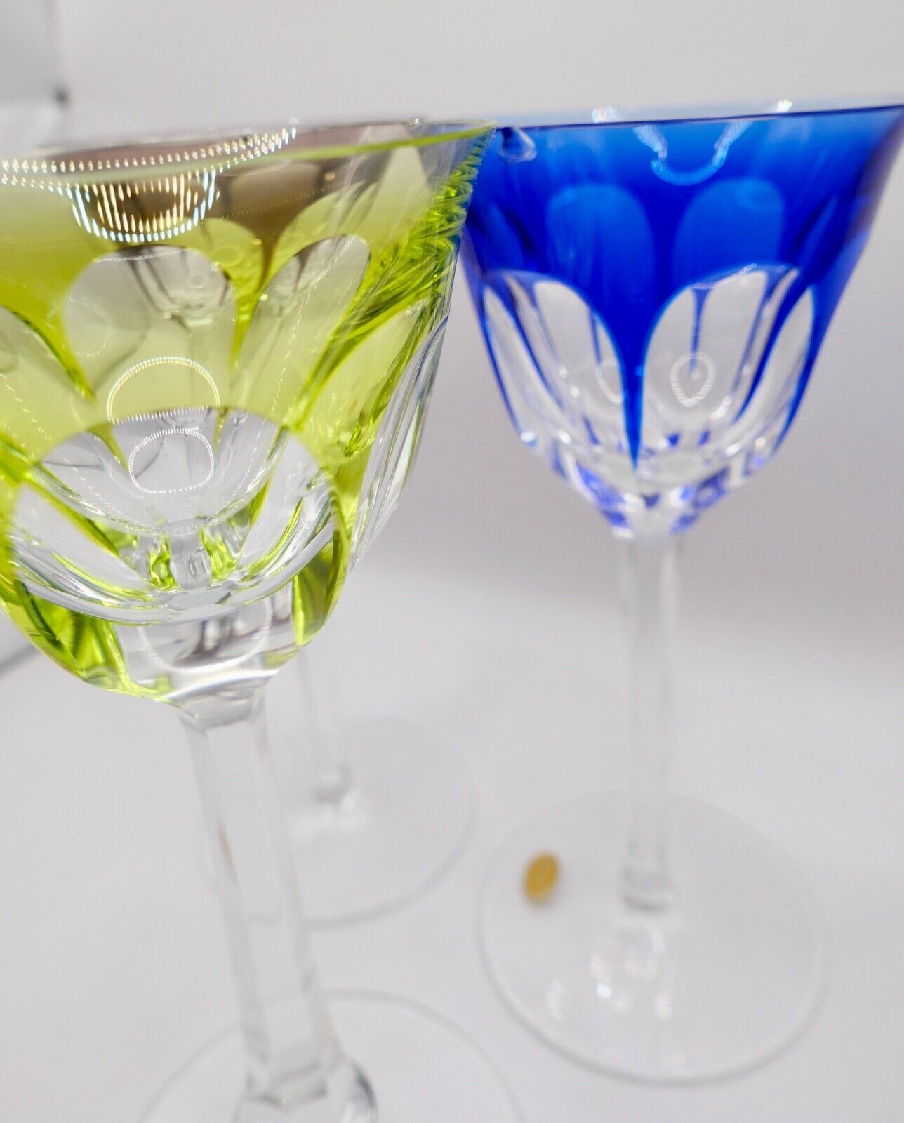 3x original bunte Bleikristall Weingläser " MOSER " LADY HAMILTON " 18,5 cm - Antikhandel-Stuttgart