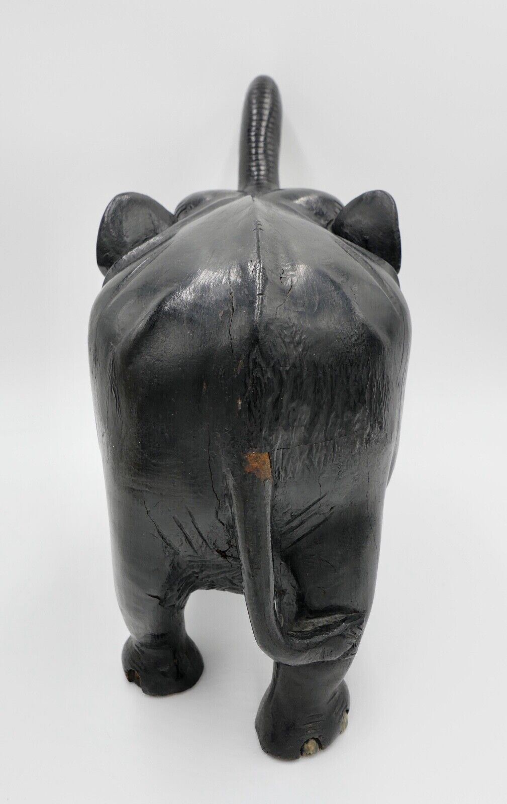 Großer massiver antiker Afrikanischer Holz Elefant 48x38 cm beschichtet 6,1 Kg - Antikhandel-Stuttgart