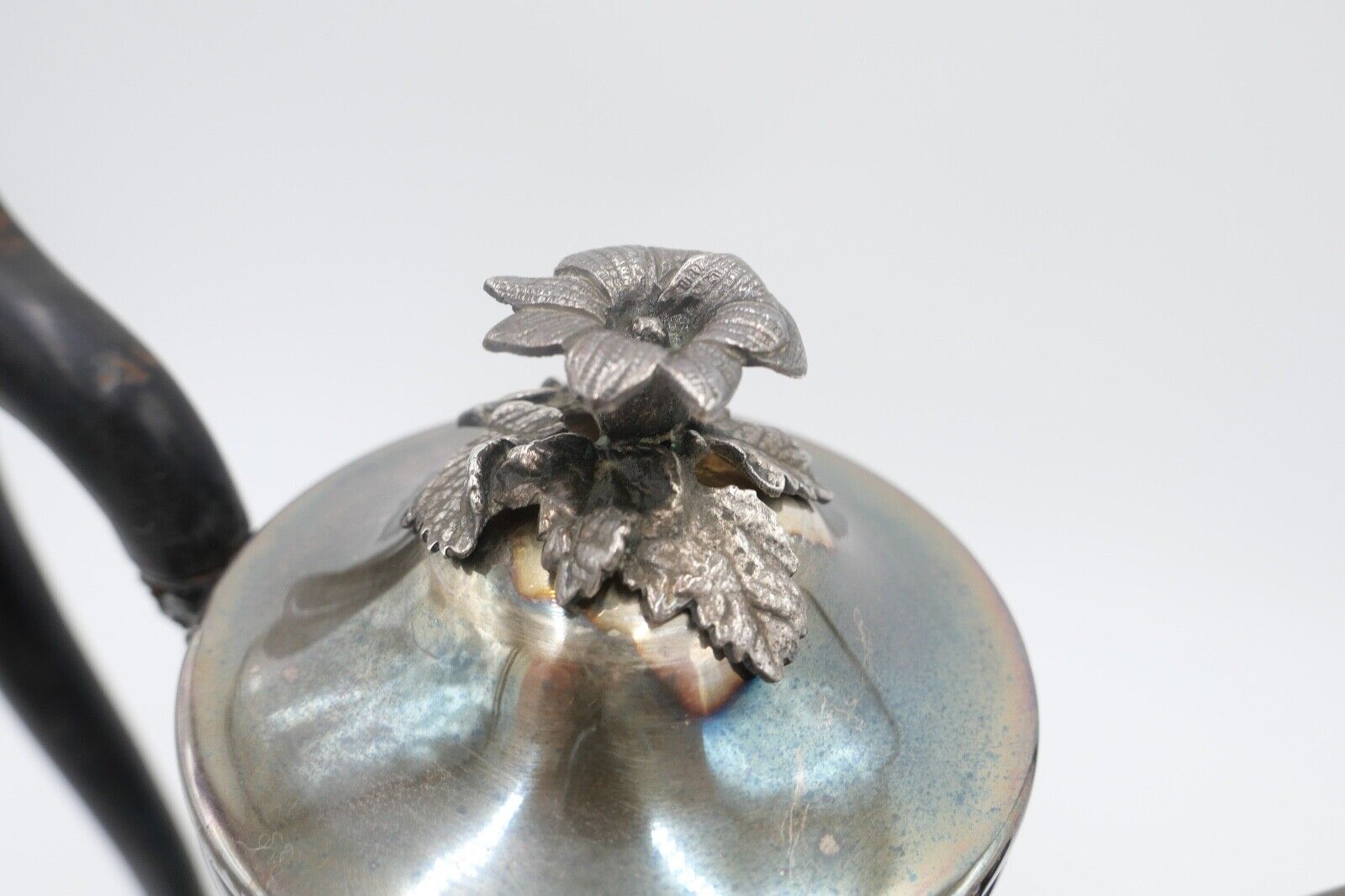 alte schöne florale Teekanne versilbert Double - Antikhandel-Stuttgart