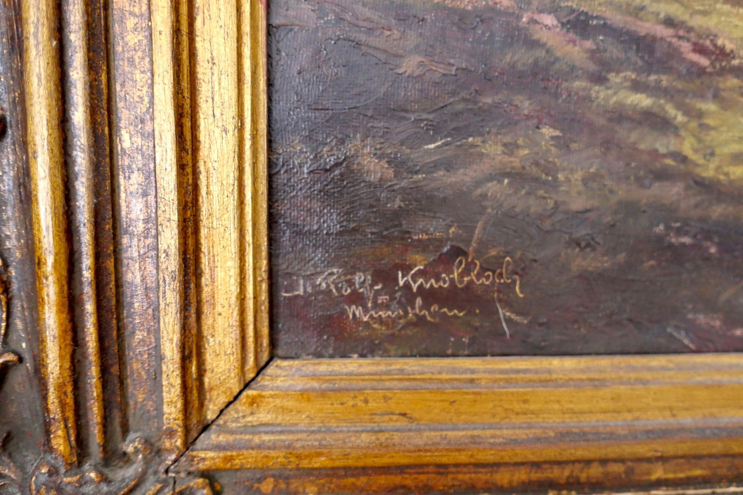 großes Ölgemälde auf Leinwand JOSEPH ROLF KNOBLOCH München 106x86 cm Landschaft