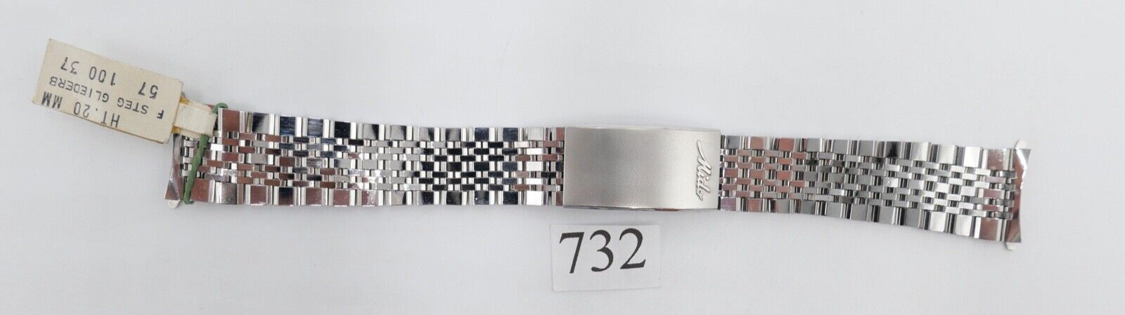 NEU 80er Jahre Original MIDO Edelstahl 20/16 mm Gliederband Faltschliesse - Antikhandel-Stuttgart