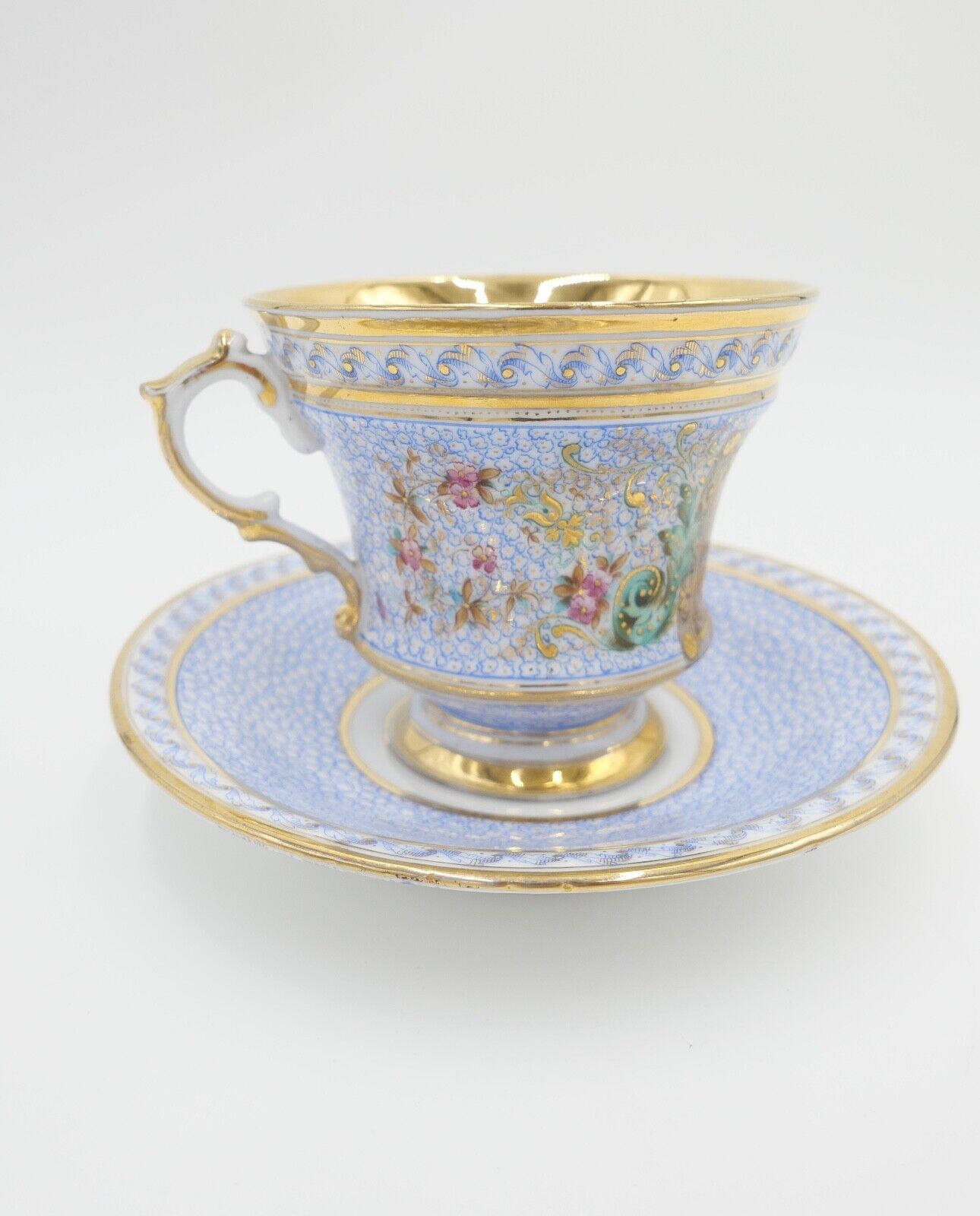 antike Historismus Porzellan Tasse & Untertasse August Rappsilber 1880-1886 - Antikhandel-Stuttgart