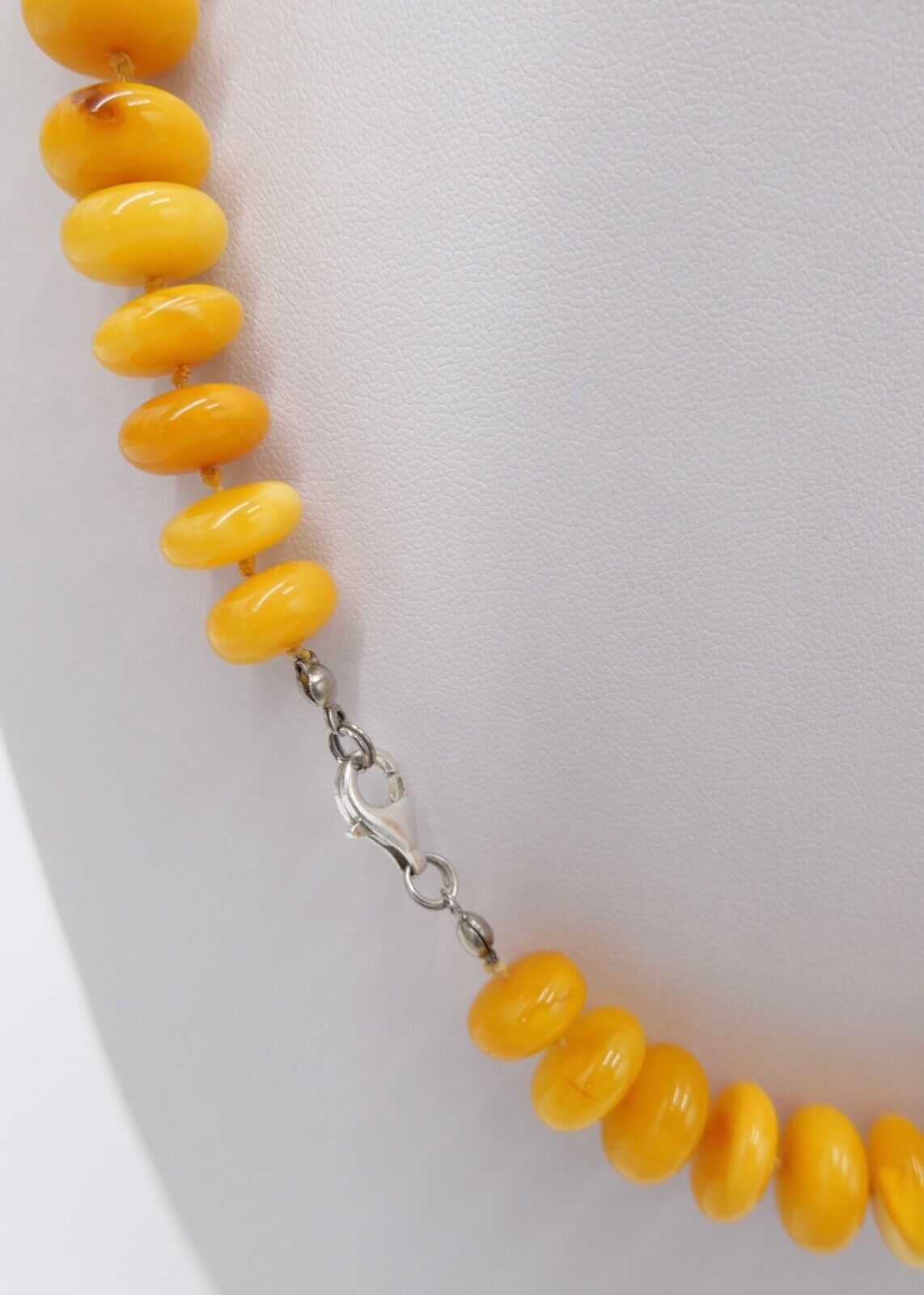 vintage XL Bernstein butterscotch Kette Halskette Collier Silber Amber 105,2 gr - Antikhandel-Stuttgart