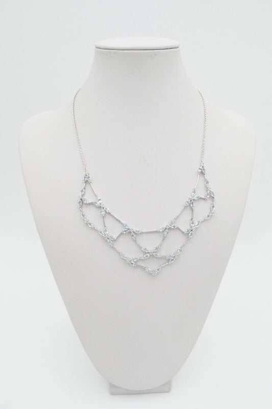 NEUwertig Auftragsarbeit Luxus Collier Brillanten Weißgold Aquamarine 585 / 14K - Antikhandel-Stuttgart