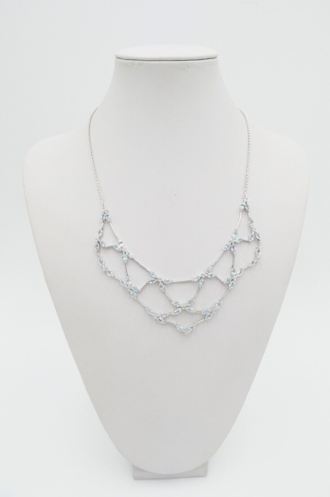 NEUwertig Auftragsarbeit Luxus Collier Brillanten Weißgold Aquamarine 585 / 14K - Antikhandel-Stuttgart