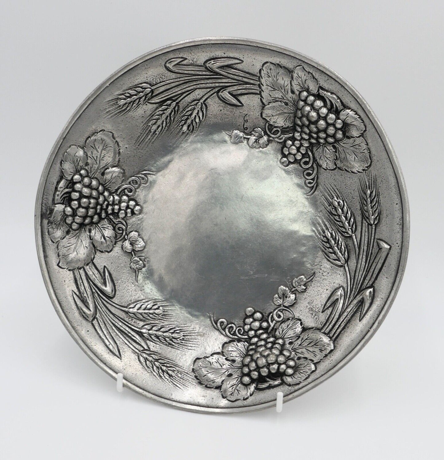 Zinn Teller Ø 25 cm 0,81 Kg Weinreben Trauben Getreide Wandteller Ritter 1766 OG - Antikhandel-Stuttgart