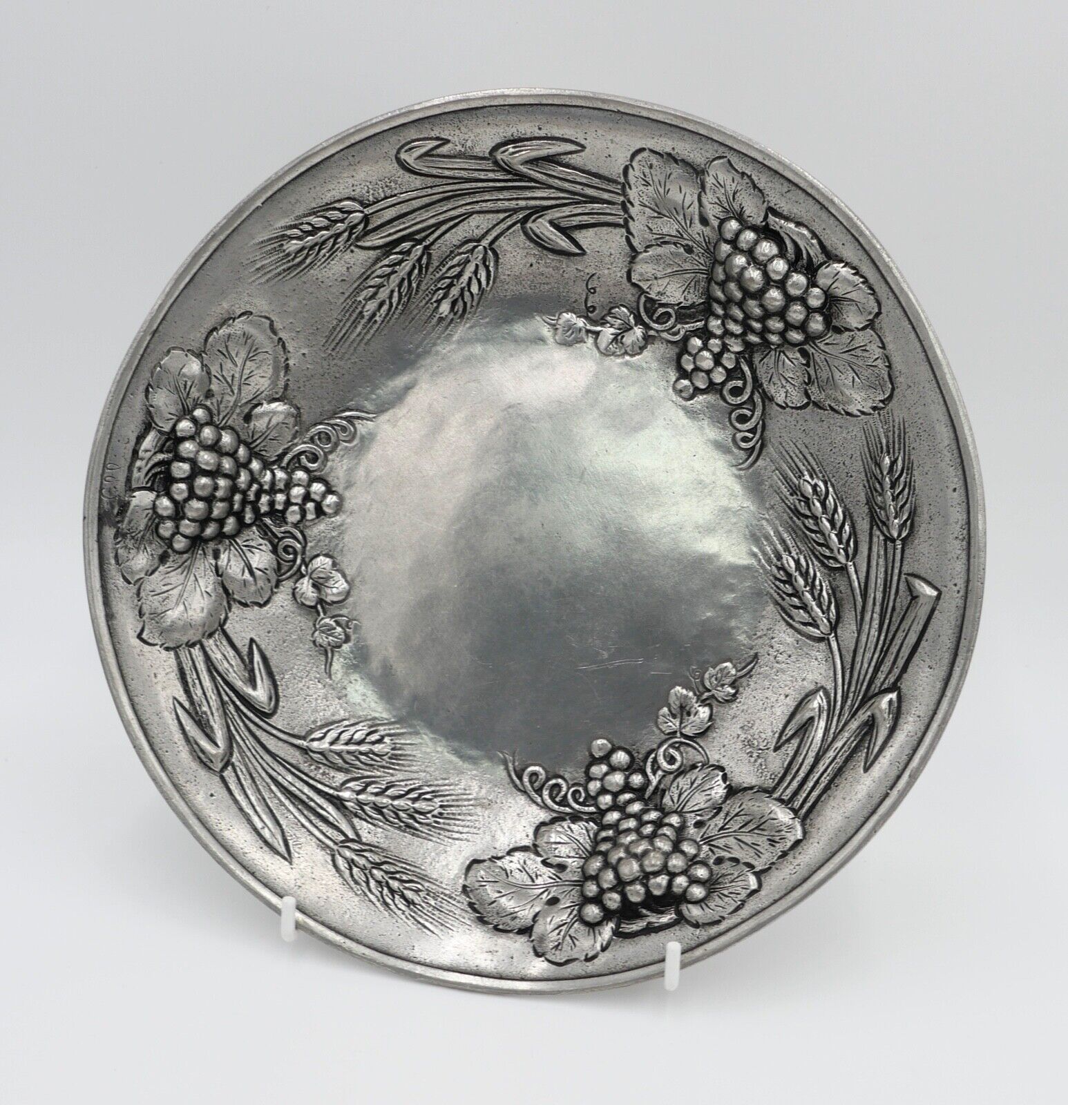 Zinn Teller Ø 25 cm 0,81 Kg Weinreben Trauben Getreide Wandteller Ritter 1766 OG - Antikhandel-Stuttgart
