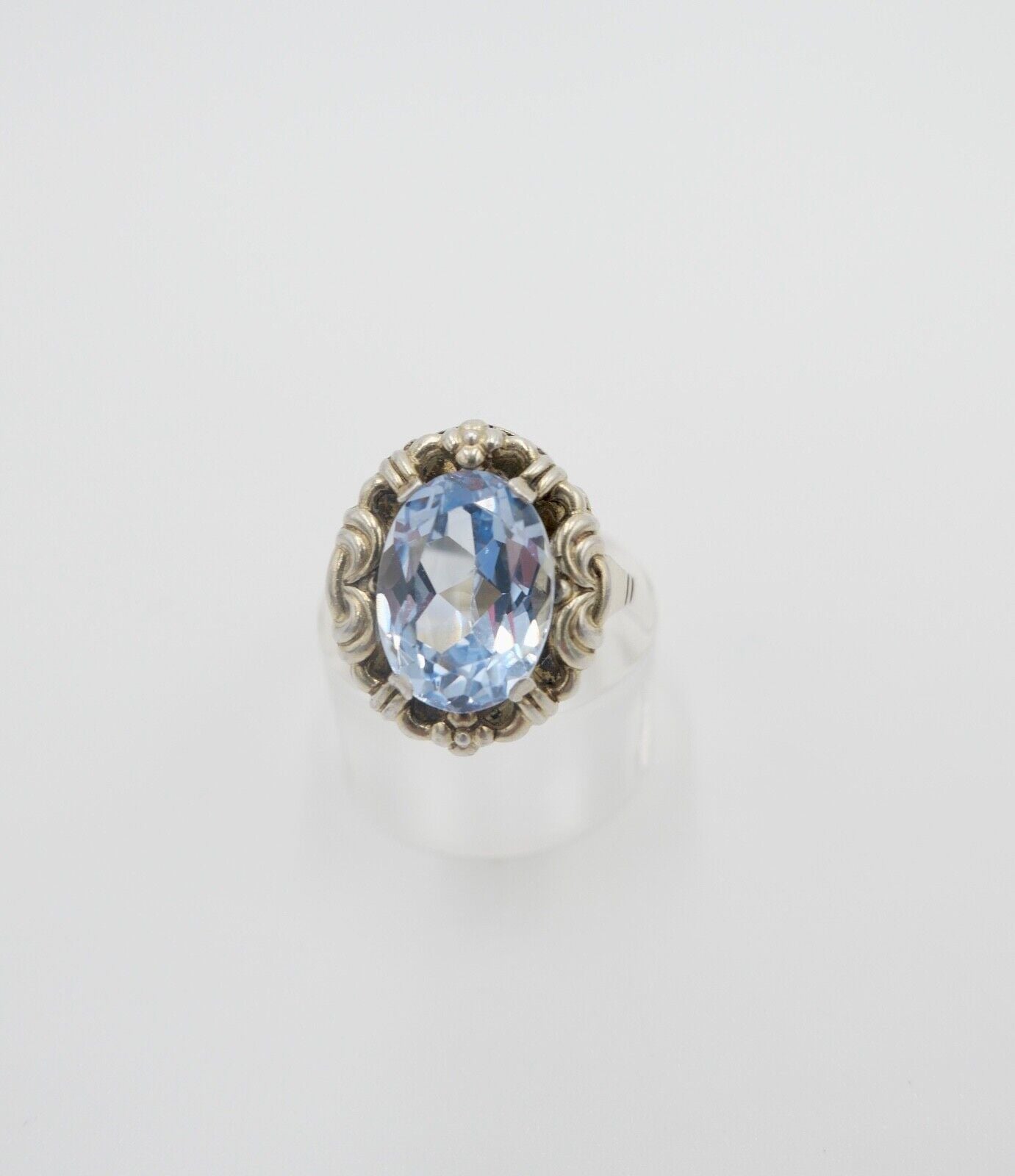 JUGENDSTIL Damenring 935 Silber vergoldet Gr. 54 synthetischer Spinell - Antikhandel-Stuttgart