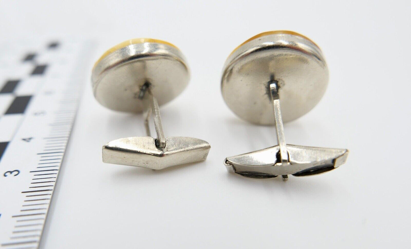 Pärchen alte Bernstein butterscotch Manschettenknöpfe Ø 20mm - Antikhandel-Stuttgart