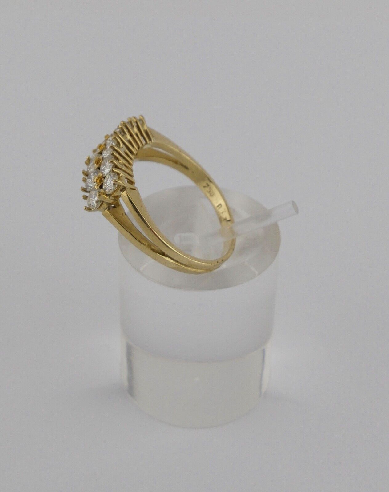 Luxus Gelbgold Ring 1,56 Ct VVS 12 Brillanten 750 18K Gr. 59 halb memory - Antikhandel-Stuttgart