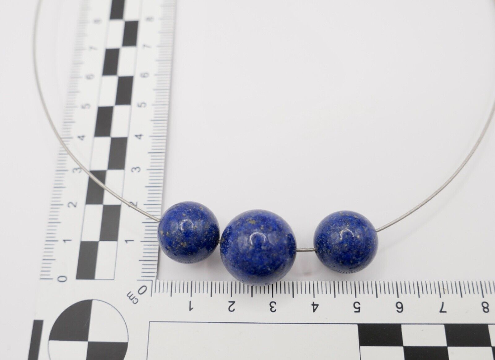 1990er Jahre Silber Draht Collier mit LAPIS LAPISLAZULI Anhänger 44cm - Antikhandel-Stuttgart