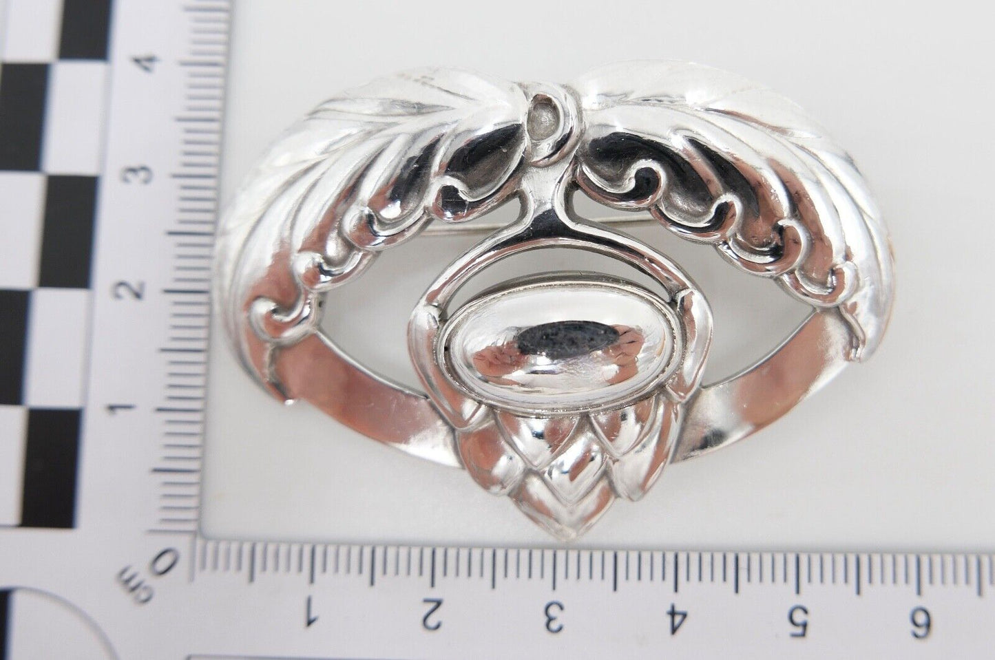 Alte große Georg Jensen 925 Sterling Silber Brosche GJ Pinienzapfen Artischocke - Antikhandel-Stuttgart