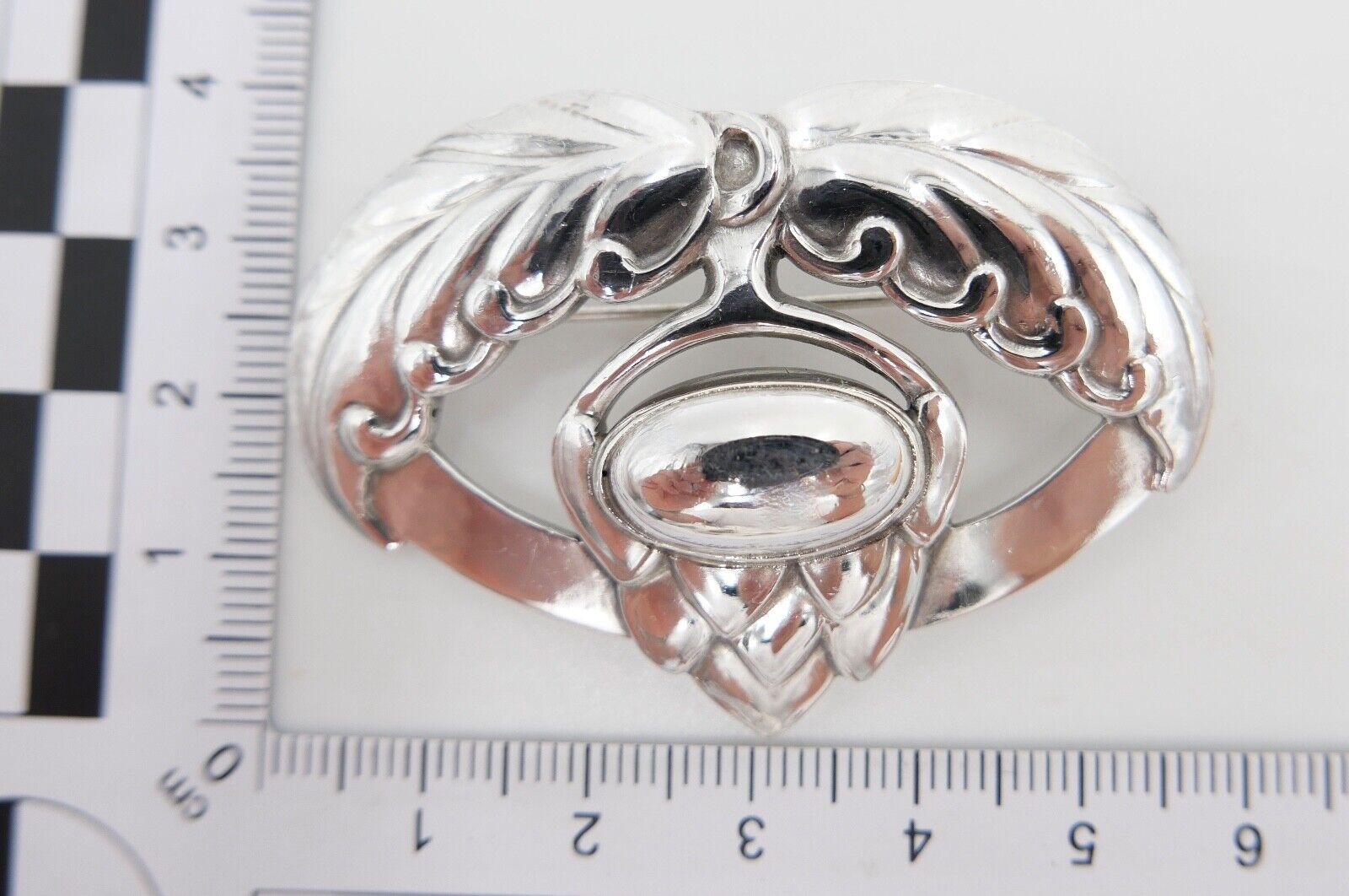 Alte große Georg Jensen 925 Sterling Silber Brosche GJ Pinienzapfen Artischocke - Antikhandel-Stuttgart