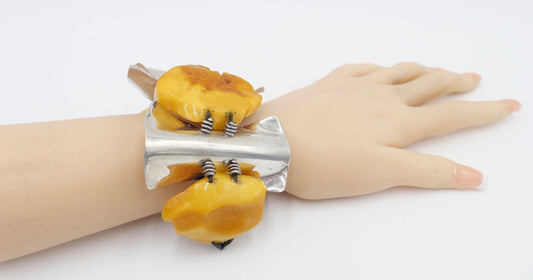 DESIGNER Bernstein Silber 925 Armband G Danzig Polen UNIKAT BC 8C - Antikhandel-Stuttgart