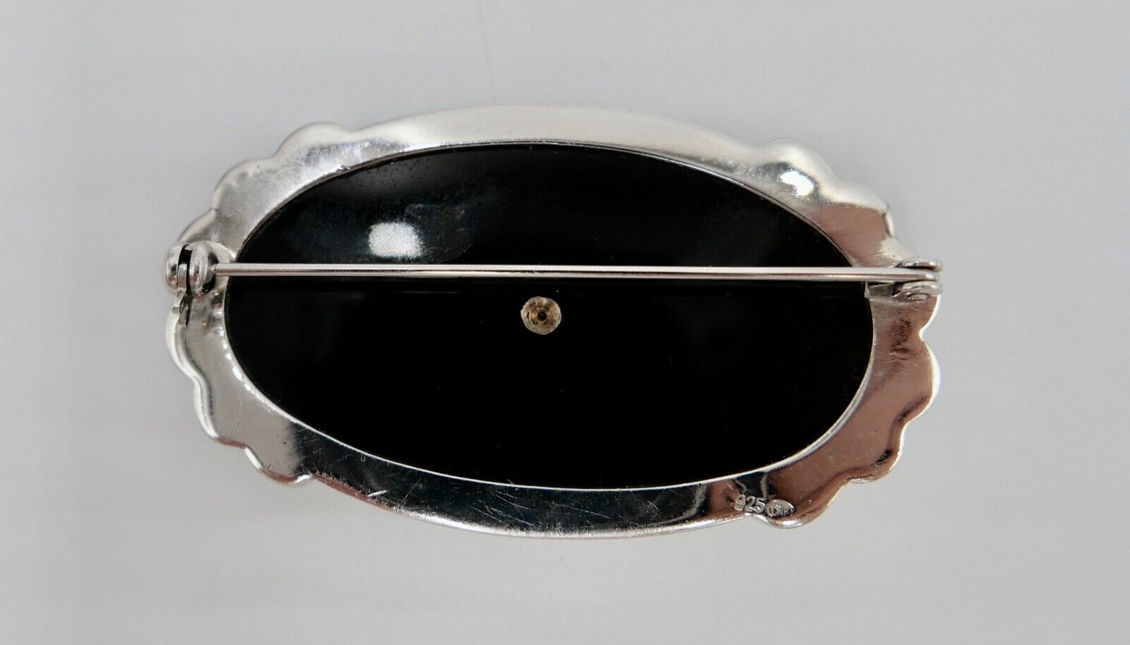 Seltene florale ONYX Markasiten 925 Silber Brosche CNP Ø 53 mm - Antikhandel-Stuttgart