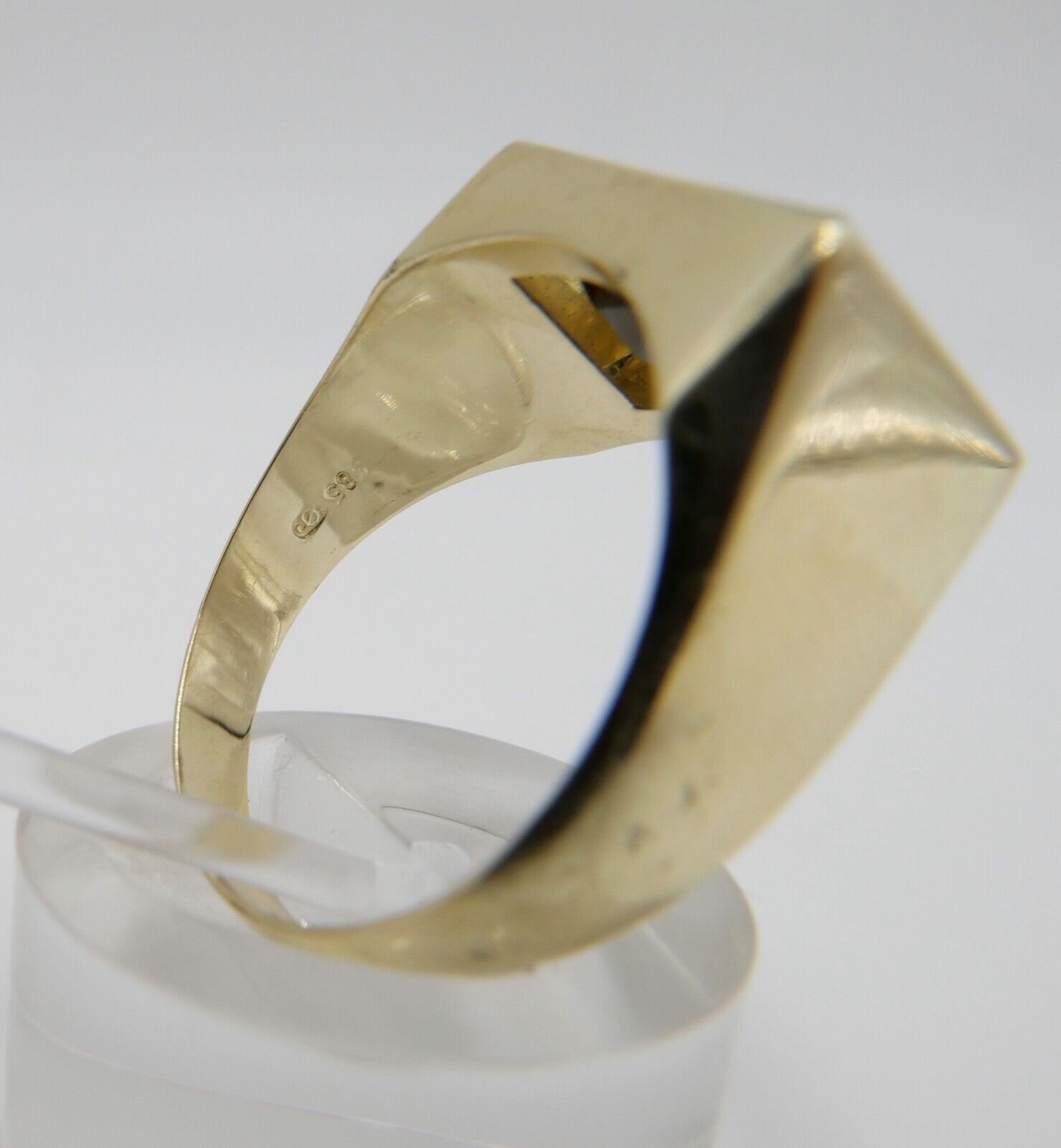 1980er Jahre Herren Gold Ring 585 14K Göße 66 mit braunem Rauchquarz - Antikhandel-Stuttgart