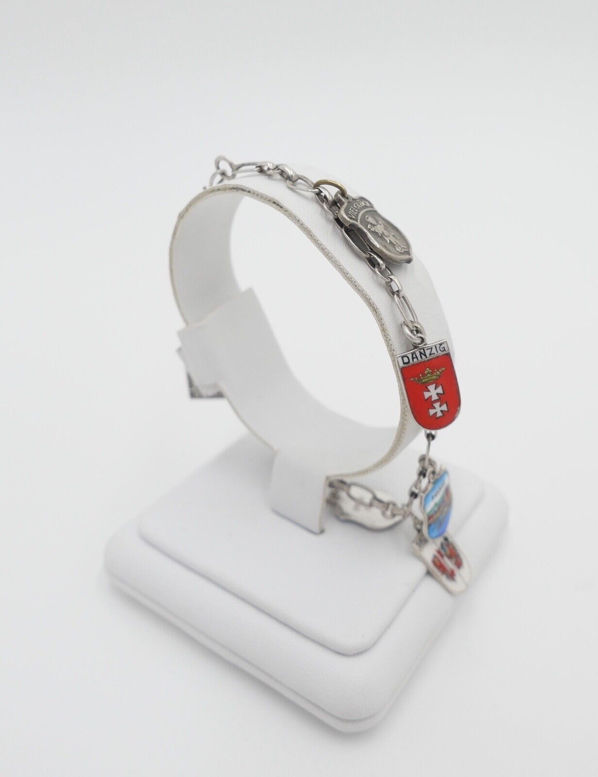 Bettelarmband mit Städte Wappen aus Emaille 800 Silber REU ANTIKO EHJ - Antikhandel-Stuttgart