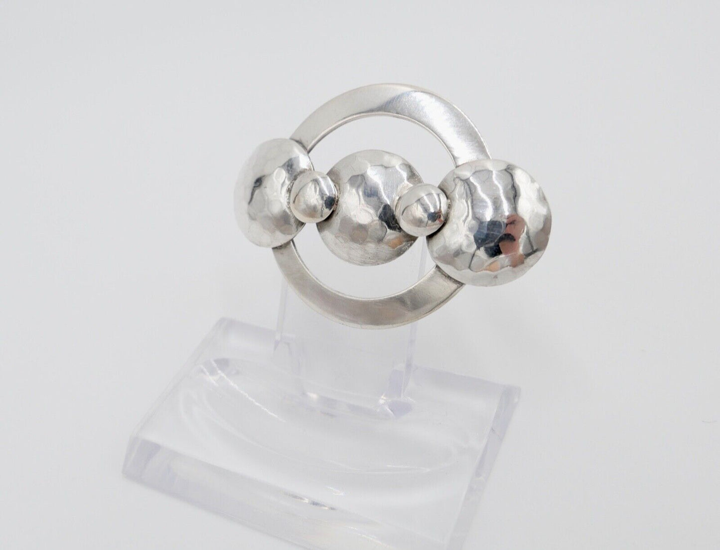 50er Jahre Silber Brosche 835 S gehämmert 47 mm - Antikhandel-Stuttgart