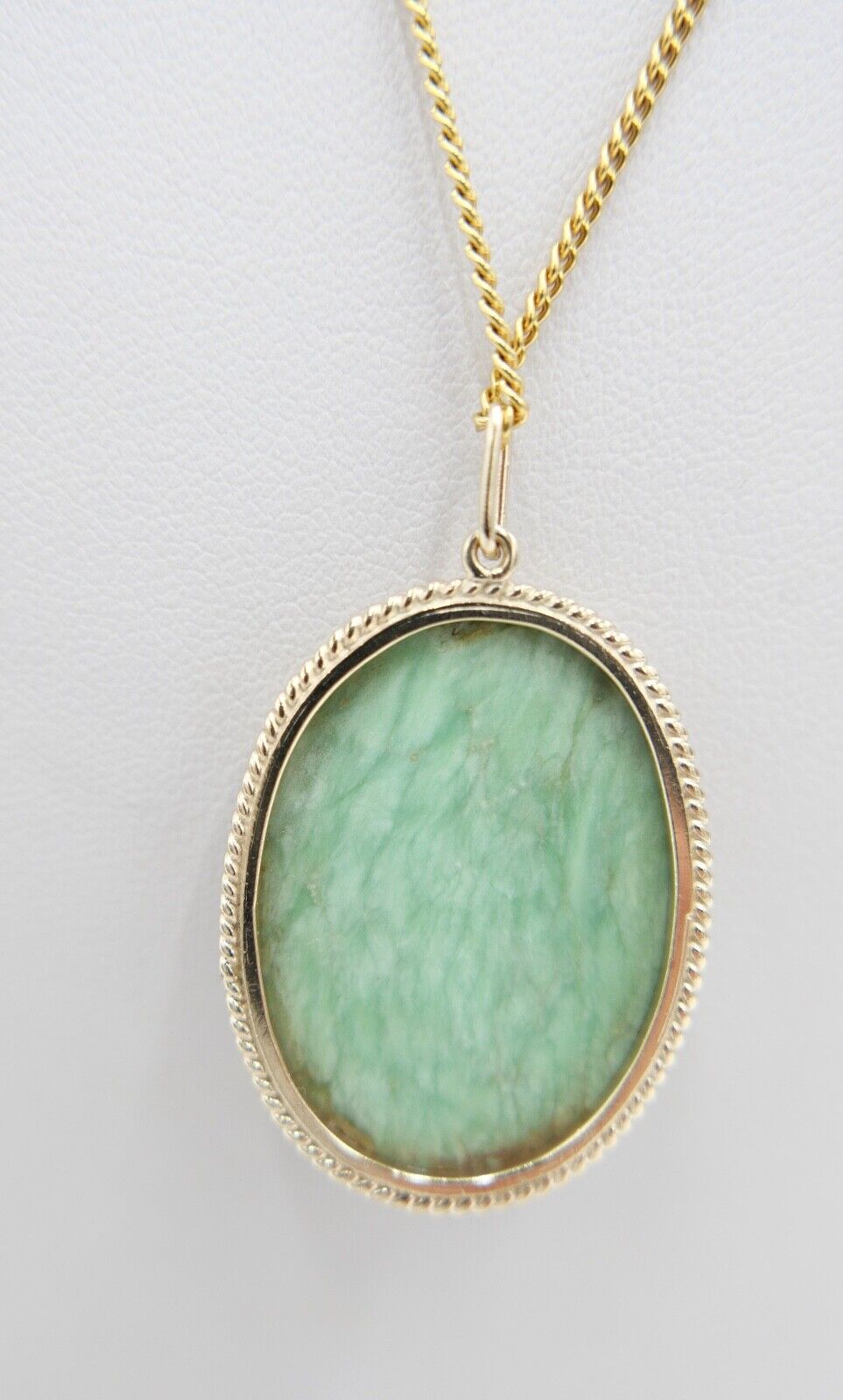 1980er Jahre Gelbgold 585 / 14K Anhänger mit AVENTURIN - Antikhandel-Stuttgart