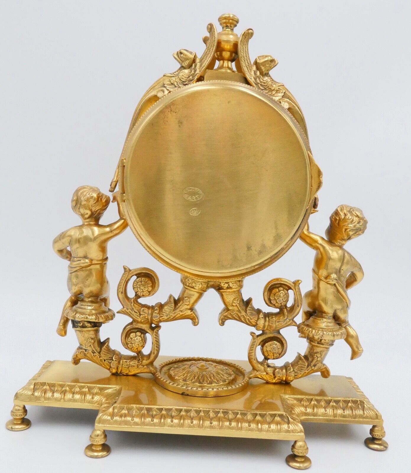 Collection D'Art Frankreich Kaminuhr Tischuhr 8 Tage Kinder Motiv 1960 vergoldet - Antikhandel-Stuttgart