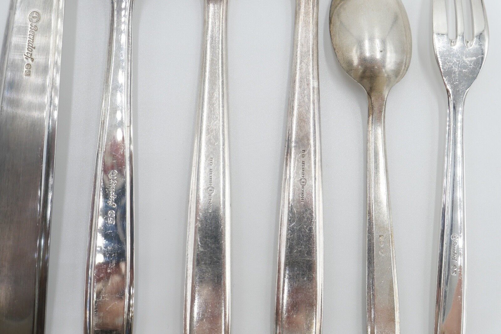 6 Tlg Philipp Häusler um 1930 Besteck " Europa " Modeln. 2800 90er Silber - Antikhandel-Stuttgart