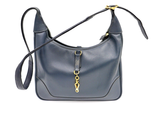 Original HERMÈS HERMES Paris Vintage Marine Blau Leder Damen Handtasche 30x30cm - Antikhandel-Stuttgart