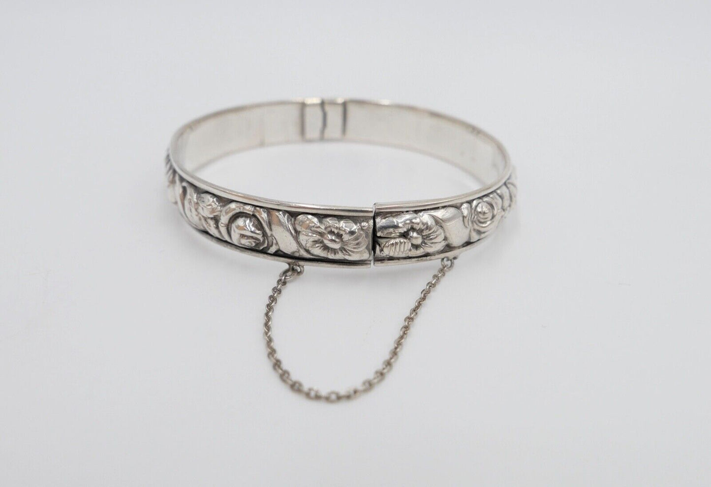 60er Jahre florales im Jugendstil Armband Silber 835 Blumendekor - Antikhandel-Stuttgart