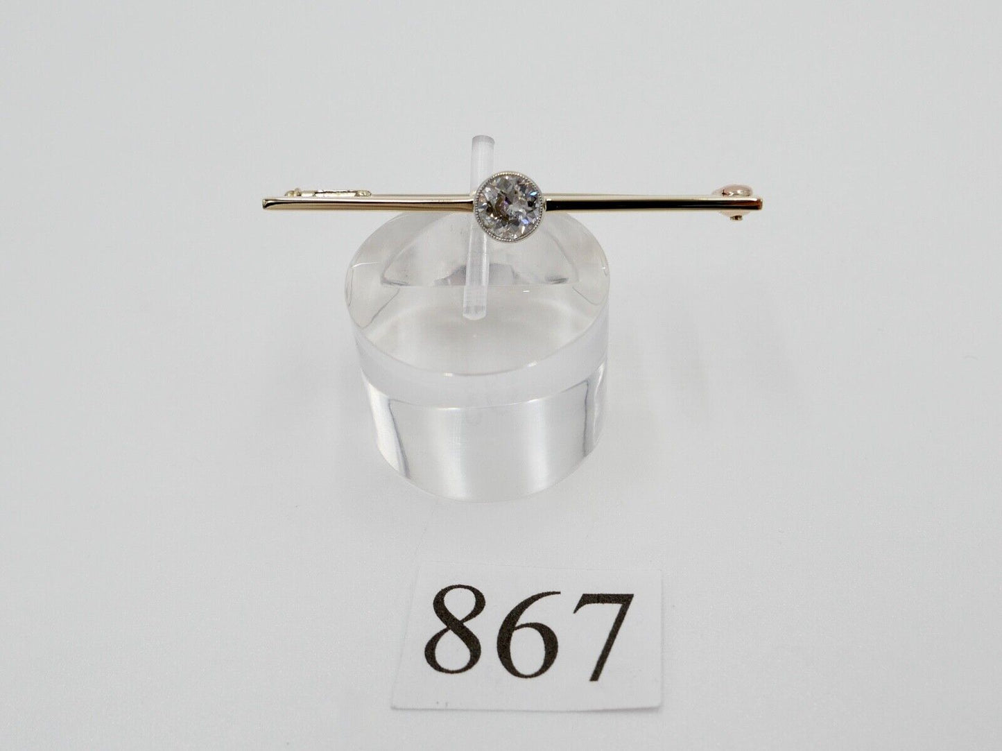 Alte Stabbrosche Bajonettverschluß 0,75 Ct Altschliff Diamant 45mm 585 14K Gold - Antikhandel-Stuttgart