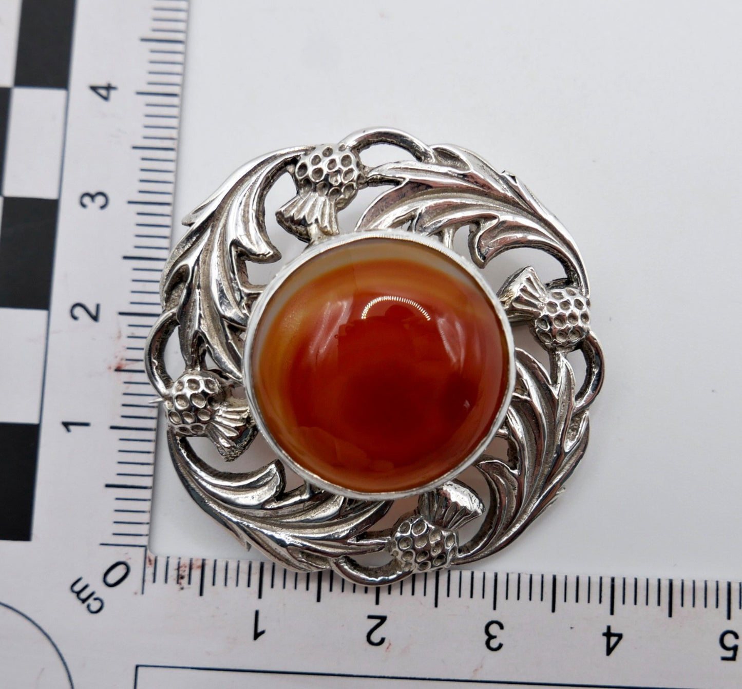Vintage Thomas Ebbutt Schottland Silber Brosche Karneol Achat Edinburgh T.E.
