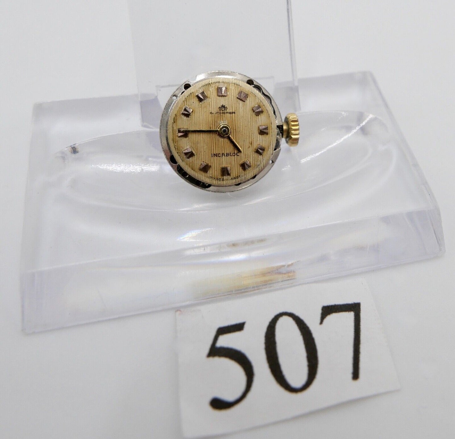 LÄUFT Bucherer Cal. 2412 Uhrwerk Ziffernblatt Zeiger Krone voll funktionsfähig - Antikhandel-Stuttgart